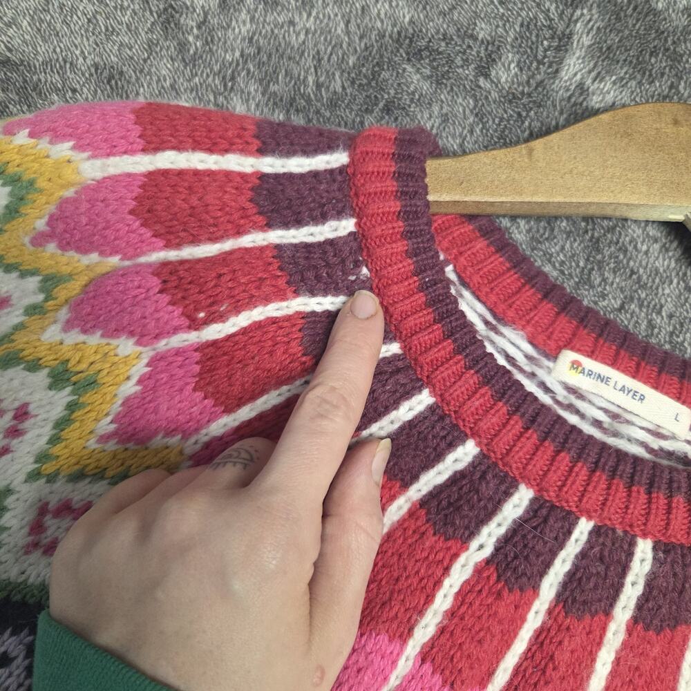 Marine Layer Coastal Grandma Patterned Sweater Wool Alpaca Blend Size Large - Picture 5 of 8